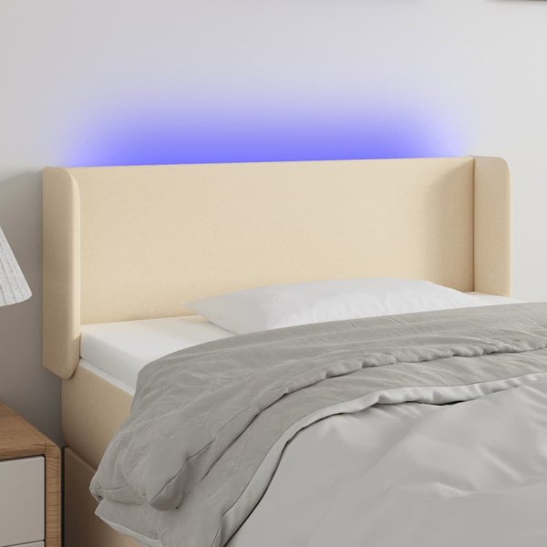 vidaXL Zaglowek do lozkou me LED, krem, 93x16x78/88 cm, yfasma