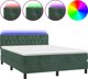 vidaXL Lozko kontynentalne z materacem i LED zielony aksamit 140x190cm