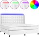 vidaXL Lozko kontynentalne z materacem i LED biala ekoskora 200x200 cm