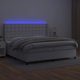 vidaXL Lozko kontynentalne z materacem i LED biala ekoskora 200x200 cm