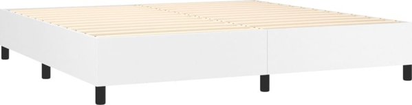 vidaXL Lozko kontynentalne z materacem i LED biala ekoskora 200x200 cm