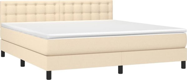 vidaXL Λιτό Κρεβάτι Continental με Στρώμα, Κρεμ, 160x200 cm, Ύφασμα
