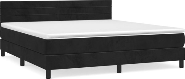 vidaXL Λύτρον κρεβάτι με στρώμα, μαύρο βελούδο, 160x200 εκ