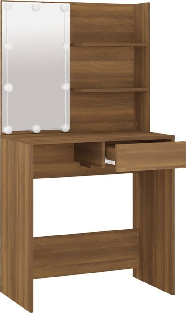 vidaXL Τουαλέτα με LED, καφέ δρυς, 74,5x40x141 εκ