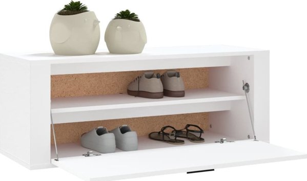 vidaXL Ράφι παπουτσιών, λευκό, 100x35x38 cm, υλικό ξύλου