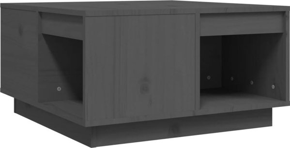 vidaXL vidaXL Stolik kawowy, szary, 60x61x32,5 cm, lite drewno sosnowe