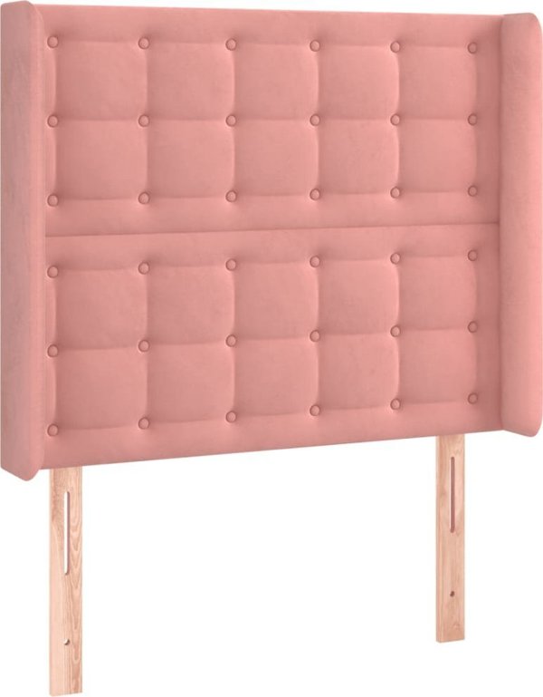 vidaXL Zaglowek do lozka z LED, rozowy, 93x16x118/128 cm, aksamit