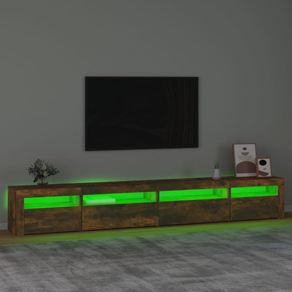 vidaXL Ντουλάπι για Τηλεόραση με LED Φωτισμό, Καπνισμένο Δρύινο, 270x35x40 εκ