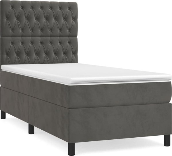 vidaXL Κρεβάτι Continental με Στρώμα, Σκούρο Γκρι Βελούδο, 80x200 cm
