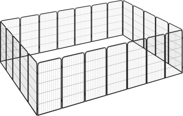 vidaXL vidaXL Kojec dla psa, 24 paneli, czarny, 50x100 cm, stal