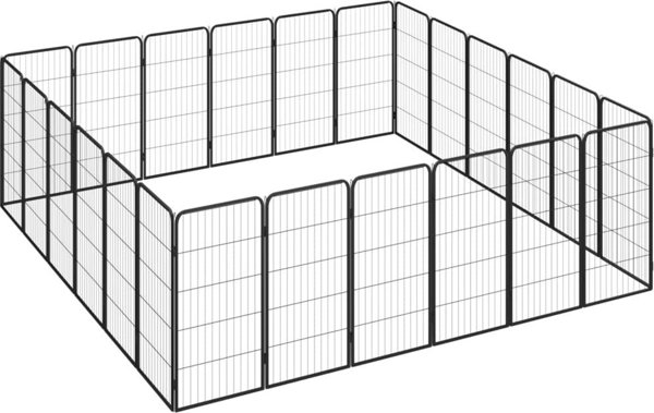 vidaXL vidaXL Kojec dla psa, 24 paneli, czarny, 50x100 cm, stal