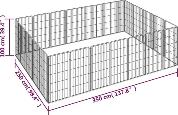 vidaXL vidaXL Kojec dla psa, 24 paneli, czarny, 50x100 cm, stal