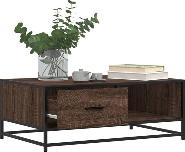 vidaXL Τραπέζι καφέ, καφέ βελανιδιά, 90x57x35 cm, ξυλεπενδύσεις