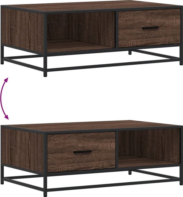vidaXL Τραπέζι καφέ, καφέ βελανιδιά, 90x57x35 cm, ξυλεπενδύσεις