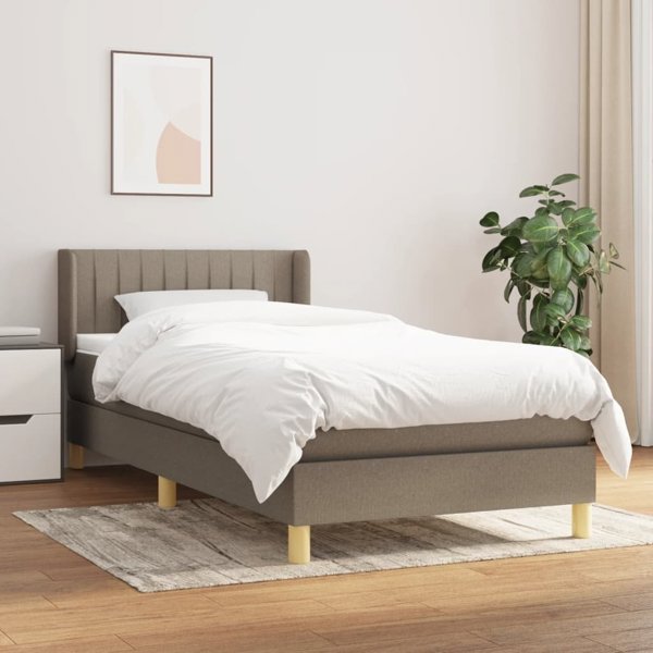 vidaXL Λοιζκό κοντινεντάλ με στρώμα, taupe, ύφασμα, 90x200 εκ.