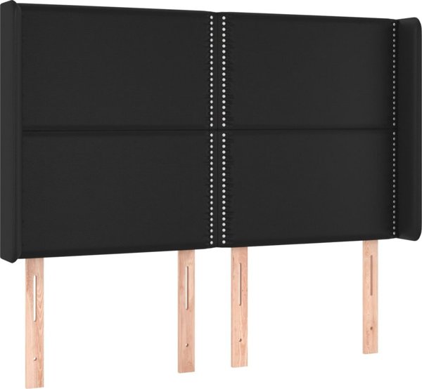 vidaXL Κεφαλάρι κρεβατιού με LED, μαύρο, 147x16x118/128cm, τεχνητό δέρμα