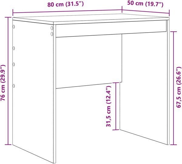 vidaXL Τραπέζι Γραφείου 80x50x76 εκ. από Ξύλο, Μαύρο