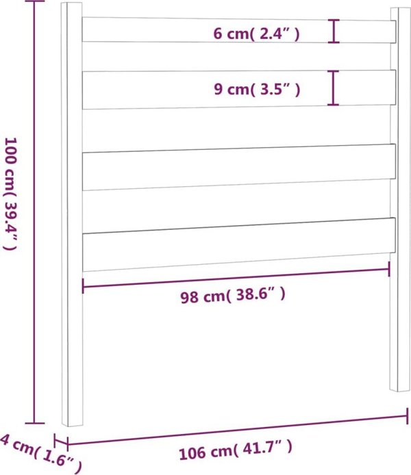 vidaXL Κεφαλάρι κρεβατιού, μελί καφέ, 106x4x100 cm, ξύλο πεύκου
