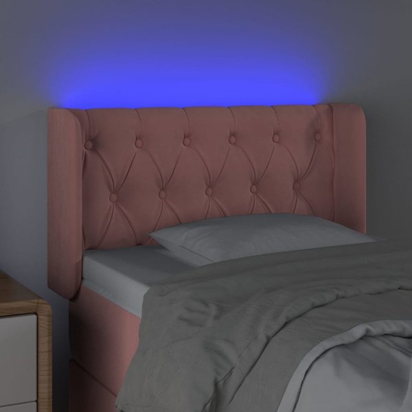 vidaXL Zaglowek do lozka z LED, rozowy, 83x16x78/88 cm, aksamit