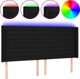 vidaXL Zaglowek do lozka z LED czarny 203x16x118/128 cm tkanina