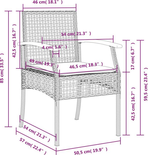 vidaXL vidaXL 3-cz. zestaw mebli ogrodowych z poduszkami, szary rattan PE