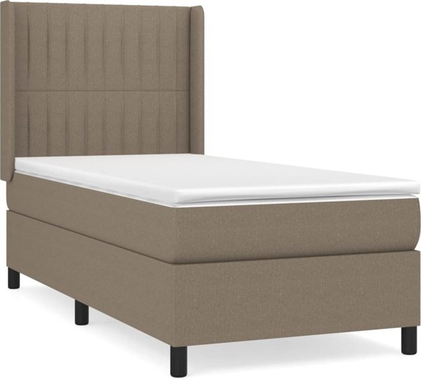 vidaXL Κρεβάτι Kontynentalne με στρώμα, taupe, ύφασμα, 80x200 cm