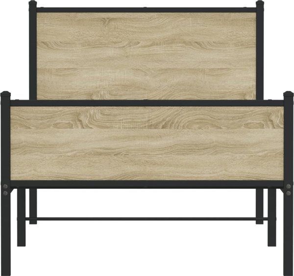 vidaXL Μεταλλικό πλαίσιο κρεβατιού δρυς Sonoma 107x203 εκ.