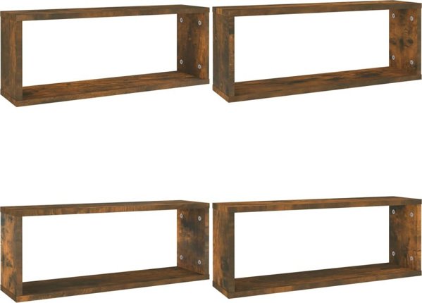 vidaXL Σετ 4 ράφια τοίχου σε καπνισμένο δρυ, 60x15x23 cm