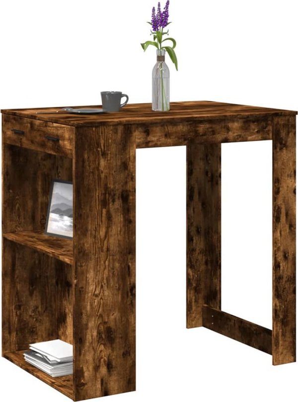 vidaXL Stolik barowy przydymiony dab 102x70x103,5 cm