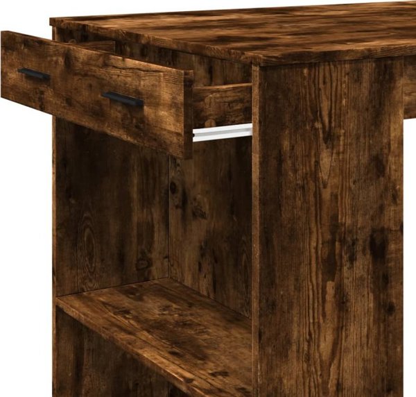vidaXL Stolik barowy przydymiony dab 102x70x103,5 cm