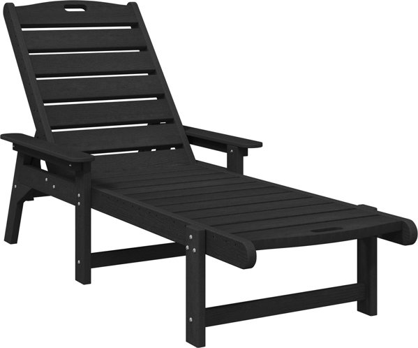 vidaXL Σετ 2 Ξαπλώστρες Ηλιακές Μαύρες από HDPE 162x53x98,5 εκ.