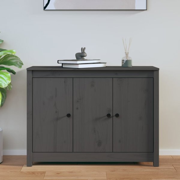 vidaXL Szafka, szara, 100x35x74 cm, lite drewno sosnowe