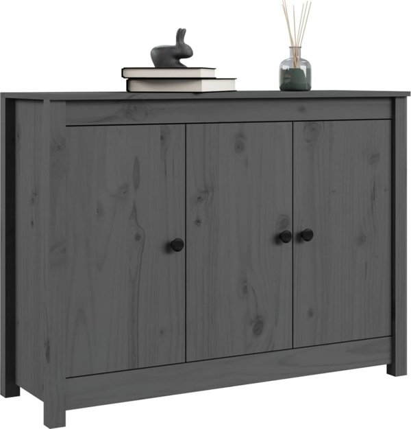 vidaXL Szafka, szara, 100x35x74 cm, lite drewno sosnowe