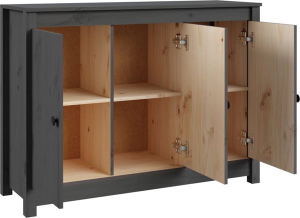 vidaXL Szafka, szara, 100x35x74 cm, lite drewno sosnowe