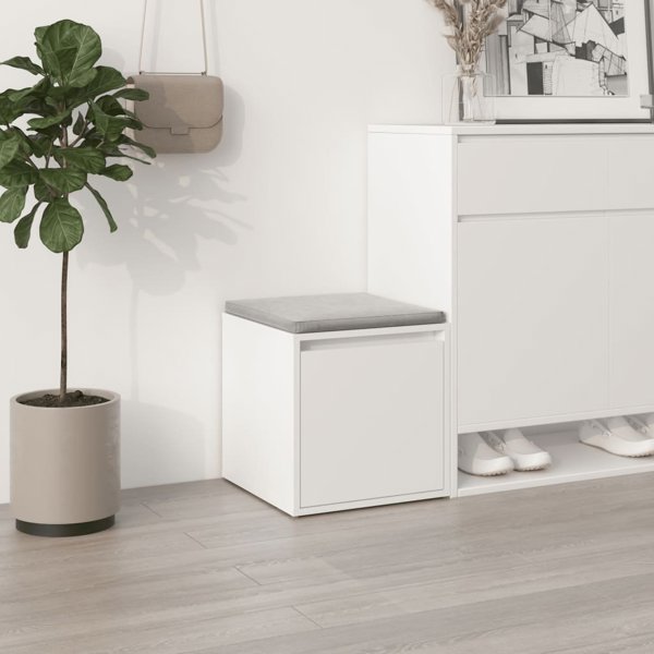 vidaXL Σκαμπό με συρτάρι, λευκό, 40,5x40x40 εκ, υλικό ξύλου