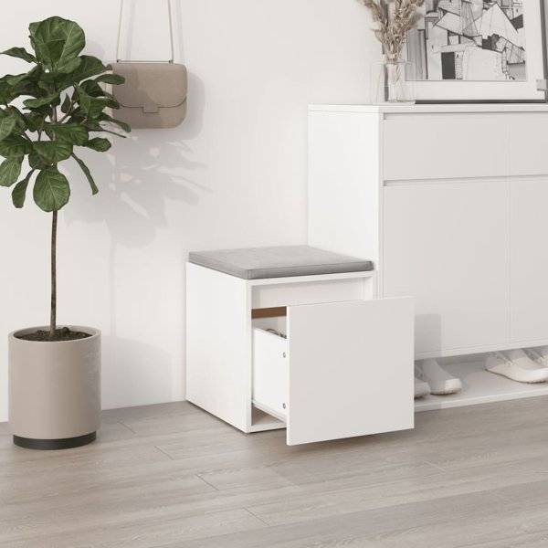 vidaXL Σκαμπό με συρτάρι, λευκό, 40,5x40x40 εκ, υλικό ξύλου