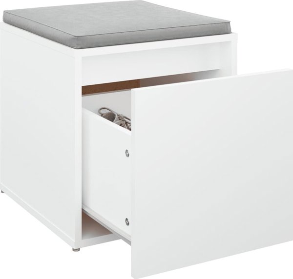 vidaXL Σκαμπό με συρτάρι, λευκό, 40,5x40x40 εκ, υλικό ξύλου