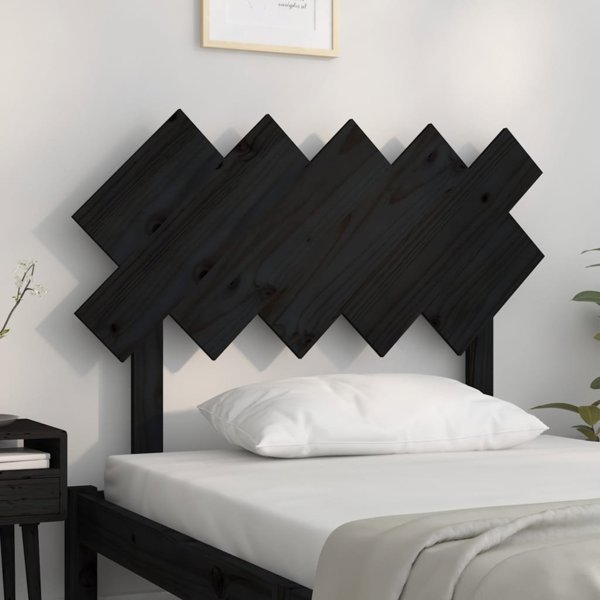 vidaXL Μαύρο κεφαλάρι κρεβατιού 104x3x80,5 cm από ελαφρύ ξύλο πεύκου