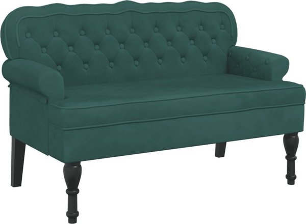 vidaXL Lawka z oparciem, ciemnozielona, 119,5x64,5x75 cm, aksamitna