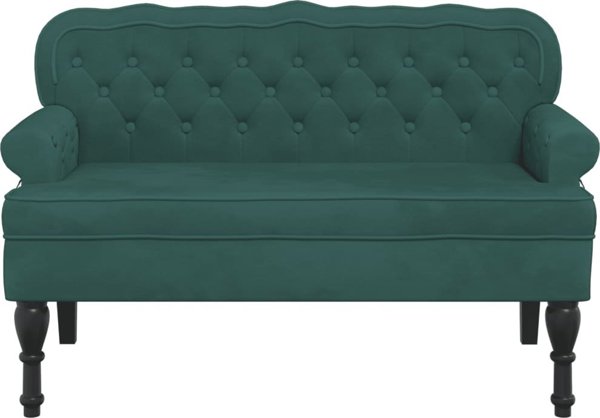 vidaXL Lawka z oparciem, ciemnozielona, 119,5x64,5x75 cm, aksamitna