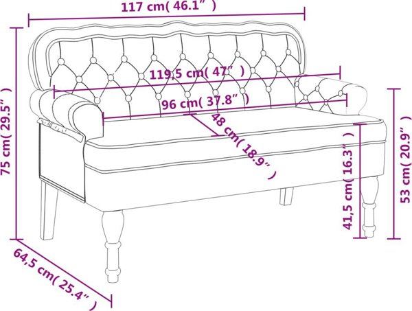 vidaXL Lawka z oparciem, ciemnozielona, 119,5x64,5x75 cm, aksamitna