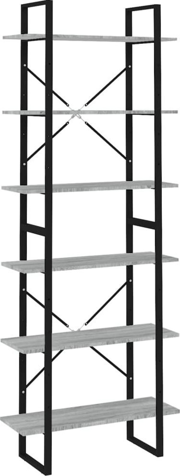vidaXL Υψηλή βιβλιοθήκη, γκρι δρυς sonoma, 80x30x210 cm