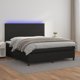 vidaXL Κρεβάτι κοντινεντάλ με στρώμα και LED, μαύρο οικο-δέρμα, 180x200 cm