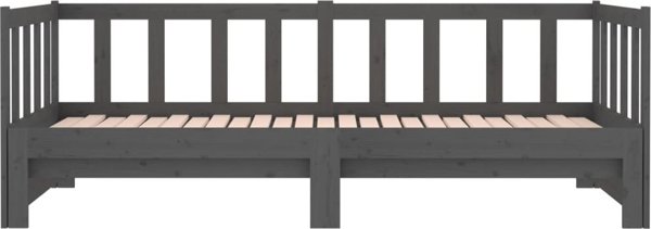 vidaXL Αναδιπλούμενο κρεβάτι, γκρι, 2x(90x190) εκ., από μασίφ πεύκο
