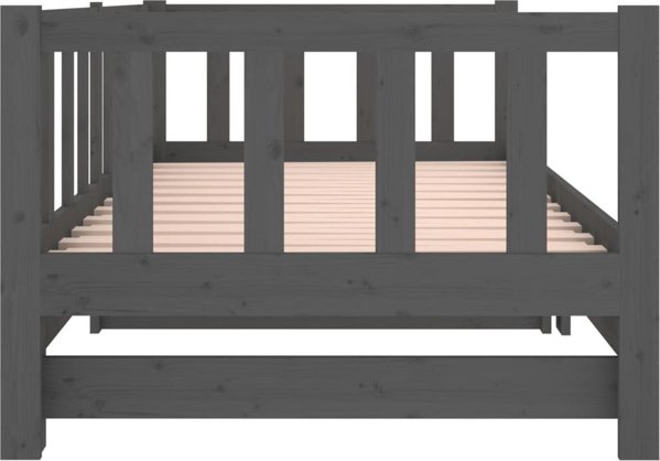 vidaXL Αναδιπλούμενο κρεβάτι, γκρι, 2x(90x190) εκ., από μασίφ πεύκο
