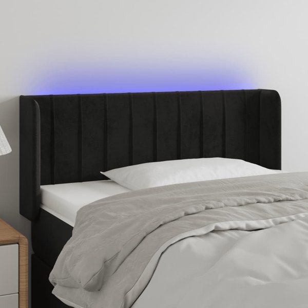 vidaXL Κεφαλάρι κρεβατιού με LED, μαύρο, 103x16x78/88 cm, βελούδο