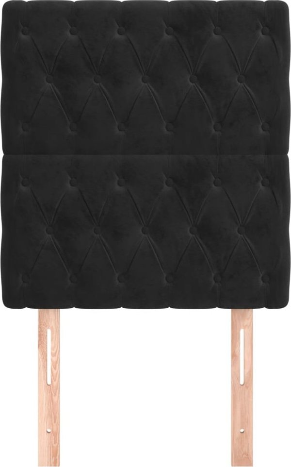 vidaXL Σετ 2 μαξιλαριών κεφαλής κρεβατιού μαύρο, 80x7x78/88 cm, βελούδο