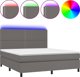 vidaXL Λουτζκο κοντινενταλ με στρώμα και LED, γκρι οικολογικό δέρμα 180x200 cm