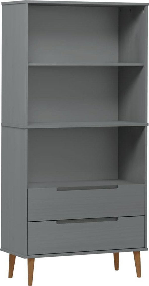 vidaXL Ραφιέρα, γκρι, 85x35x170,5 cm, μασίφ πεύκο