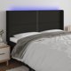 vidaXL Κεφαλάρι κρεβατιού με LED, μαύρο, 183x16x118/128 cm, ύφασμα